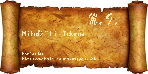 Miháli Iduna névjegykártya
